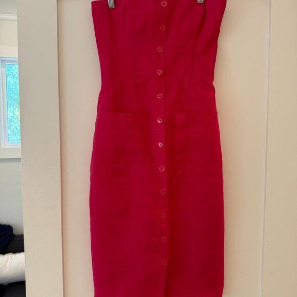 Reformation Prescott Linen Dress Size 2 Hot Pink - Picture 6 of 6